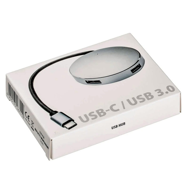 Circular 4 Port USB Hub in Silver Aluminum Business Gifts Supplier